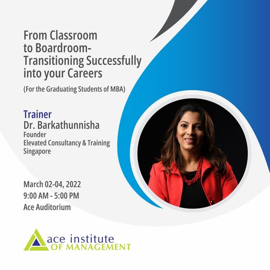 A 3-day Career Workshop : “From the Classroom to the Boardroom-Transitioning Successfully into your Careers”