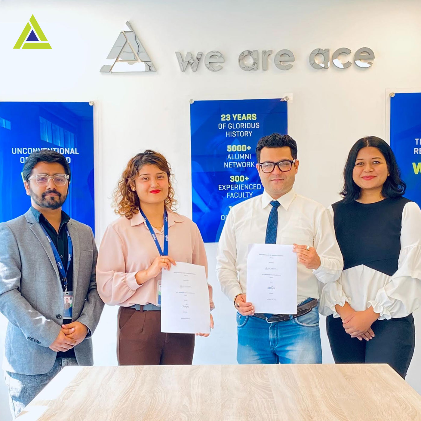 A Memorandum of Understanding (MoU) was signed between Ace Institute of Management and Alaya
