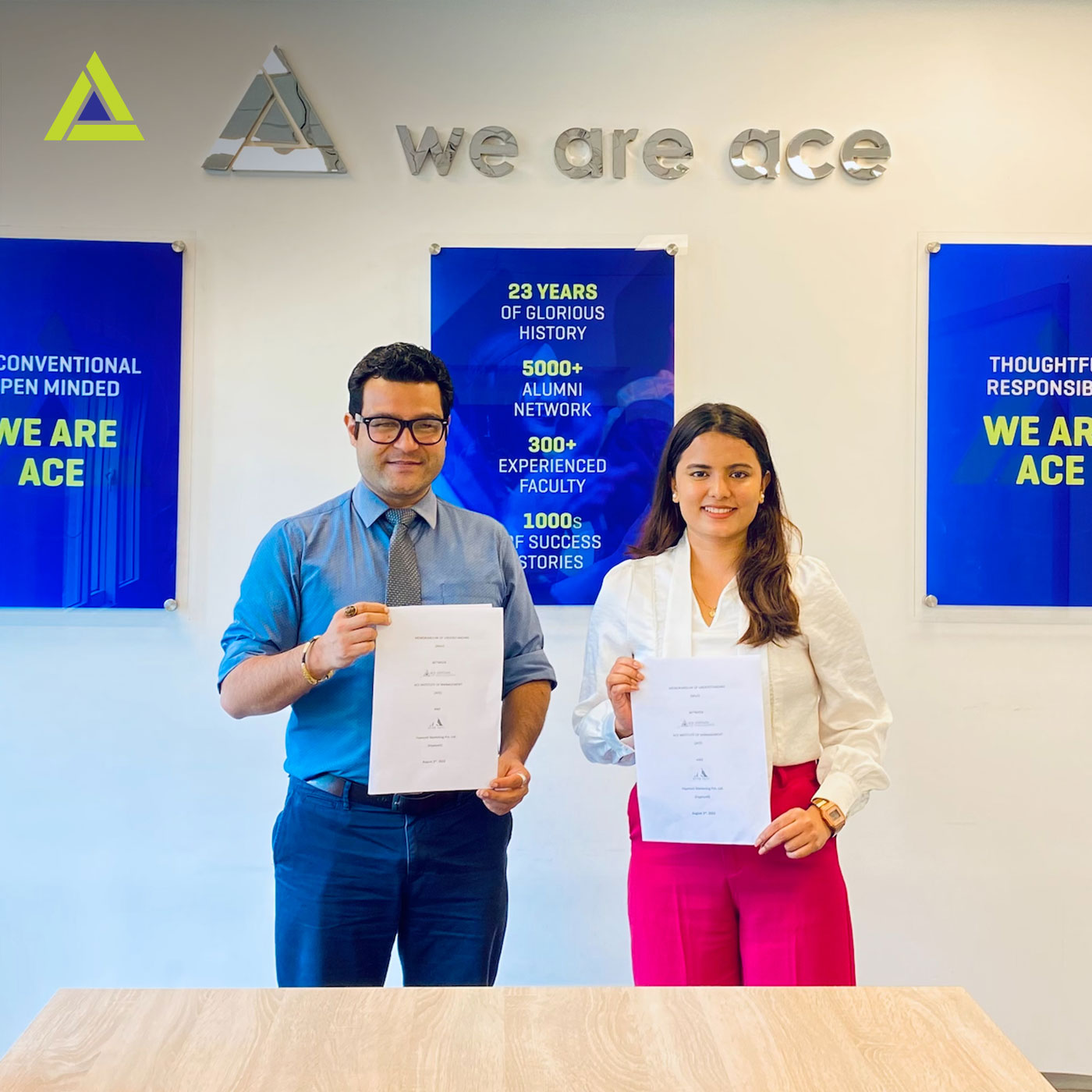 A Memorandum of Understanding (MoU) was signed between Ace Institute of Management and Hypeyeti Marketing Pvt. Ltd.