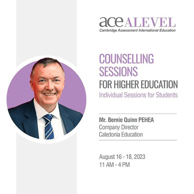 Higher Education Counselling Session by Mr. Bernie Quinn Happening Aug 16th -18th