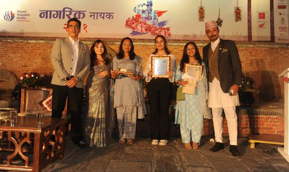 Ms. Swikritee Neupane and Ms. Daxayata Bhandari were awarded and honored with the title ‘Creators Champion’ at the Nagarik Nayak Awards 2081